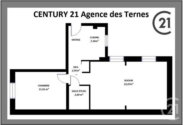 Appartement F3 à vendre - 3 pièces - 47.0 m2 - PARIS - 75017 - ILE-DE-FRANCE - Century 21 Agence Des Ternes